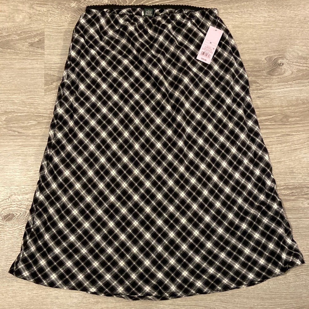 NWT Black and White Plaid Maxi Skirt